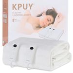 KPUY Premium Dual Control Electric Heated Blankets King Size - Heated Underblankets Bed Warmer with 10 Heat Settings - LED Display - Fast Heat Up - Overheat Protection - Machine Washable - 160x140cm
