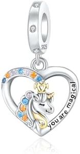 BIZK Magical Unicorn Sterling Silver Charms Fits Bracelets and Necklaces for Women, Lover, Mother and Friend