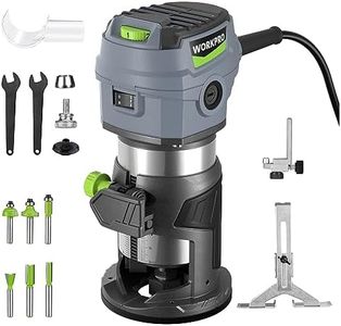 WORKPRO Compact Router Kit, 6.5 Amp Corded Hand Trimmer Router Tool, 6 Variable Speeds Wood Router for Woodworking Slotting Trimming