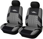 AUTOYOUTH Car Seat Covers TIRE TRACK Fashion Front Seat Covers Front Pair Universal Seat Cover For Cars Truck Van Seat Cover Set Car Seat Protector Auto Parts, Gray