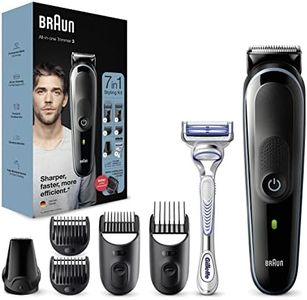 Braun Multi-Grooming Kit 3, 7-in-1 Beard Trimmer and Hair Trimmer Men's Trimmer Hair Trimmer for Facial and Head Hair, 5 Attachments, MGK3342, Black/Blue