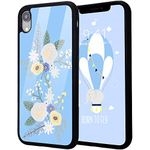 Idocolors Girly Case for 6 Plus/6S Plus,Design Soft Silicone Bumper&Aluminum Hard Back Anti-Fall Shockproof Protective Cover Cute Blue Flower Print Case for iPhone 6plus/6S Plus