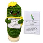 Emotional Support Pickle Gift Cucumber Handmade Crochet, Cute Positive Pickle Nuggets Fries Doll Knitting Funny Ornaments