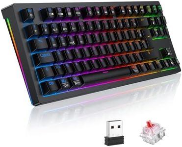 TECURS Clavier Gamer Mécanique sans Fil 80% TKL AZERTY, Clavier Gaming Bluetooth/2.4Ghz/USB-C Programmable avec Interrupteur Rouge, Clavier Mecanique de Jeu RGB pour PC/PS5/Win/Mac/Android/iOS, Noir