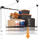 eShelf Adjustable Overhead Garage Storage Rack, 4x4ft Garage Ceiling Storage Lift, Heavy Duty Garage Storage Lift System With 300lbs Weight Capacity, Perfect for Kayaks, Ladders