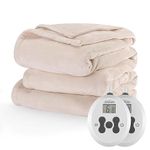 Sunbeam Velvet Plush Heated Blanket, King Size, Mushroom