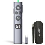 Norwii N95s BLE Presentation Clicker with Digital Pointer for PowerPoint Presentation on TV Screen and Projection Screen, Wireless Presenter Remote with Countdown Timer (Green Light-USB-C)