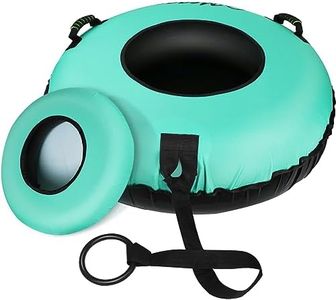 Meagoo Snow Tubes for Sledding Heavy Duty, Inflatable 40" Snow Sled with Cushion Seat, Sturdy 600D Oxford Cover Sledding Tube with Towable Strap and Reinforced Handles (Mint Green)