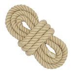 25 mm * 10 m (1 in * 33 ft) Thick Jute Rope, 4 Strands Twisted Swing Rope, Heavyduty Tug of War Rope, Burlap Cord for Crafts, Gardening, Hammock, Home Decorating, Railings, Climbing, Dock