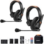 COMICA Seekcom S1 Wireless Intercom Headset System, 2.4GHz Full-Duplex Communication Headsets with 500m/1640ft Range, Noise Reduction, One-Key Broadcasting & Talk Modes for Live Show, Events (2 Sets)