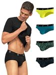 XYXX Men's Underwear Shuffle IntelliSoft Antimicrobial Micro Modal Brief Pack of 5 (Black ; Deep Sea Blue ; Lime Green ; Yoga PET ; Lightning Bolt; XL)