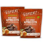 Biopocket Organic Dried Apricots, 2 x 500 g