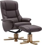 GFA The Florence, Swivel Recliner Chair & Footstool in Brown PU Faux Leather