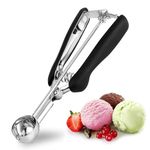 Small Ice Cream Scoop 2 TSP, TJ POP Stainless Steel Cookie Scoop 30mm with Easy Trigger Good Grips for Mashed Potato, Meatballs, Mellon Balls and Cookie