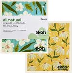 EKOH Eco-Friendly Swedish Dishcloths 2 Pack - Zero Waste Compostable Reusable Cleaning Cloths-Paper Towel Alternative Kitchen & Home Sponge Cloth - Scandi Daisy Flower Design