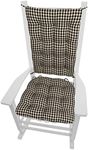 Barnett Home Decor Farmhouse Check Black Size Extra-Large Rocking Chair Cushions - Latex Foam Fill Rocker Seat Pad & Backrest Cushion with Ties - Tufted, Reversible, Machine Washable, Checkered