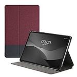 kwmobile Case Compatible with Lenovo Tab P11 Pro - Case PU Leather and Canvas Cover with Stand Feature - Dark Red/Black