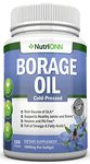 Starflower/Borage Oil - 1000 mg - 180 Softgels - Cold Pressed High GLA Borage Seed Oil - Hexane and PA Free - Great for Skin, Joints and Bones. Supports Healthy Hormonal Balance and Heart Health