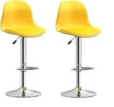 Aarpee Furnitures Yellow REVOLVING Height Adjustable BAR Stool/Kitchen Chair Suitable for Kitchen, Cafeteria, Dining,Pubs, Office,Shops - Pair of 2