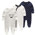 Unisex Baby 3-Pack Organic Cotton Snap Footed Sleep and Play Pajamas Long Sleeve Bodysuit White