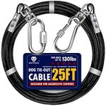 Dog Leads for Yard 20ft 25ft 30ft 35ft 40ft 45ft 50ft 55ft 65ft 100ft Dog Tie Out Cable Runner Steel Tieout Heavy Duty Tether Chew Proof Long Dog Chains for Outside, Camping, Park (25ft-Black)