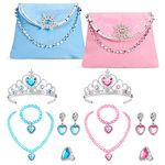 HIFOT Handbag with Jewelry Set for Little Girls, Princess Dress Up Crown Necklaces Bracelet Ring Clip on Earring Purse for Kids Costume Jewelry Birthday Party Favor Gift