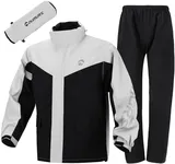 Oumurs Motorcycle Rain Suit For Men & Women Ultra Light Waterproof Motorcycle Rain Gear with Reflective Rain Jacket Pants Pants,Fishing Riding Golf Working Bike Hunting Camping Rain Coat Black Grey