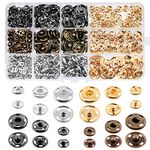 Mardatt 180 Sets 9mm 12mm 15mm Sew-on Snap Buttons Metal Snap Fastener Hidden Press Button with Storage Case for Sewing Clothing Bags DIY Craft (Silver, Golden, Bronze, Gunmetal)