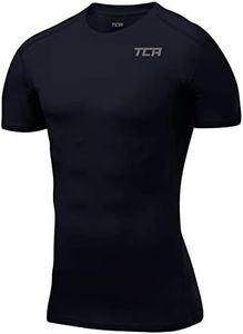 TCA Men's HyperFusion Compression Base Layer Top Short Sleeve Under Shirt - Navy Blazer, Medium