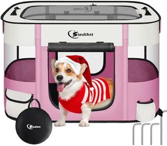 Siedihit Dog Cat Playpen28/31/35in, Pet Puppy Portable Playpens for Dogs Indoor Outdoor Travel Crate,Foldable Dog Kennel Tent for Rabbit or Small Animals and Tent Stakes (Pink, Large)