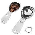 Coffee Scoops 18/8 (304) Stainless Steel Coffee Scoop, Measuring Spoons Measurer 2 TablespoonS 15ml and 30ml Pack of 2 Silver Color