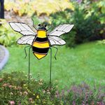 vismin Bee Garden Stake Decor, Stained Glass Indoor Window Suncatcher Home Decor Yard Art Ornaments Gifts for Bee Lover Mom Teacher Indoor Outdoor Lawn Pathway Patio Plant Pot Flower Bed