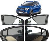 Autofact Half Magnetic Window Sunshades/Curtains for Maruti Ignis [Set of 4pc - Front 2pc Half without Zipper ; Rear 2pc Full with Zipper] (Black)