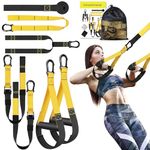 Suspension Training Kit, Suspension Trainer System Kit, Resistance Trainer for Full-Body Workout, Indoor & Outdoor Adjustable Training Straps, All-in-ONE Home Gym Equipment, Supports Up to 500Lbs (Yellow,Black)