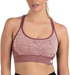 New Balance Women's Racerback Seamless Medium Support Sport Bra with Adjustable Straps and Removable Pads, Dark Oxide, Medium