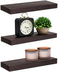 Farmlyn Creek Set of 3 Dark Brown Wooden Floating Shelf for Nursery, Office, Bedrooms, Space Saving (15.7 x 5.5 x 1.5 in)