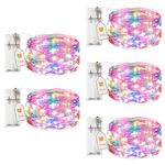 btfarm 5 Pack Fairy Lights Battery Operated with Timer, 2M 20LED Mini Sliver Wire String Lights Waterproof, Small DIY Christmas Twinkle Lights Indoor for Bottle Bedroom Party Tree, Coloured