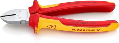 KNIPEX Diagonal Cutter, Chrome-Plated, 180 mm, Chrome Vanadium Steel, VDE, Soft Wire(Copper)-Hard Wire(Steel Wire), Precision Cutting, 70 06 180