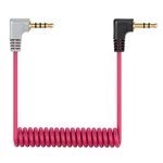 3.5mm TRS to TRRS Microphone Cable, 1/8" Male Coiled Right Angle Mic Cord Connect iPhone, Smartphone, Tablets Compatible with Rode SC7, VideoMic, VideoMicro Go, BOYA and More External Microphone