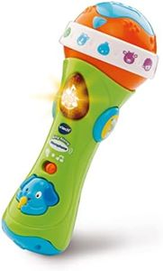 VTech Sing Along Microphone for Kids | Toddler Toy Microphone with Amplified Voice Effect and Animal Sounds | Educational Toys for Boys & Girls 1, 2, 3+ Year Olds, 78763, English Version
