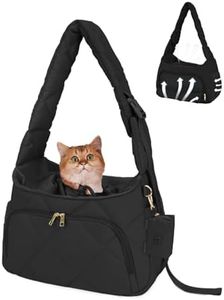 OFY Dog Carrier Sling Puppy Breathable with Adjustable Hand-Free Fluffy Pet Slings for Small Dogs Cats with Travel Safety Harness Lotus, Black Patent Pending