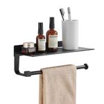 Hand Towel Holder for Bathroom -Paper Towel Holder Wall Mount - for Bathroom Black Paper Towel Holder with Shelf -Kitchen Towel Holder Black