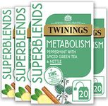 Twinings Superblends Metabolism Tea - Peppermint & Spiced Green Tea Herbal Infusion with Nettle & Zinc, Metabolism Booster Tea, 80 x Biodegradable Tea Bags