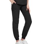 Sizoer Scrub Bottoms for Women Healthcare Medical Doctor Uniform Pants Nurse Hospital Scrubs Work Wear Pant Bottoms with Zipper Pockets Unisex Medical Uniform Scrub Trouser Black