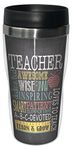 Tree-Free Greetings Jo Moulton Awesome Teacher Travel Mug, Stainless Lined Coffee Tumbler, 16-Ounce - Gift for Teacher Appreciation Week