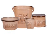 Nayasa Plastic Bathroom Set with 19L Tub, 25L Bucket, Mug and Stool, Combo of 4 Pieces (Brown)