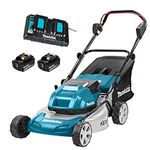 Makita DLM460PT2 Twin 18V (36V) Li-ion LXT Brushless Lawn Mower complete with 2 x 5.0 Ah Li - ion Batteries and Twin Port Charger