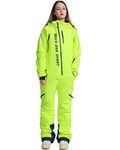 MOUS ONE Women One Pieces Ski Suits Waterproof Warm Insulated Ski Jumpsuit Removable Hood Snowsuit for Snow Sport - yellow - Large