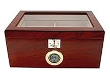 Cigar Star Humidor Showcase Bubinga with Digital Hygrometer and Crystal humidifier.