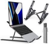 ivoler Laptop Stand, Adjustable Laptop Riser Aluminum Ergonomic Foldable Portable Tablet Holder Desk Laptop Holder, Notebook Stand for MacBook, Lenovo, Dell, HP, More 10-15.6” Laptops-Black